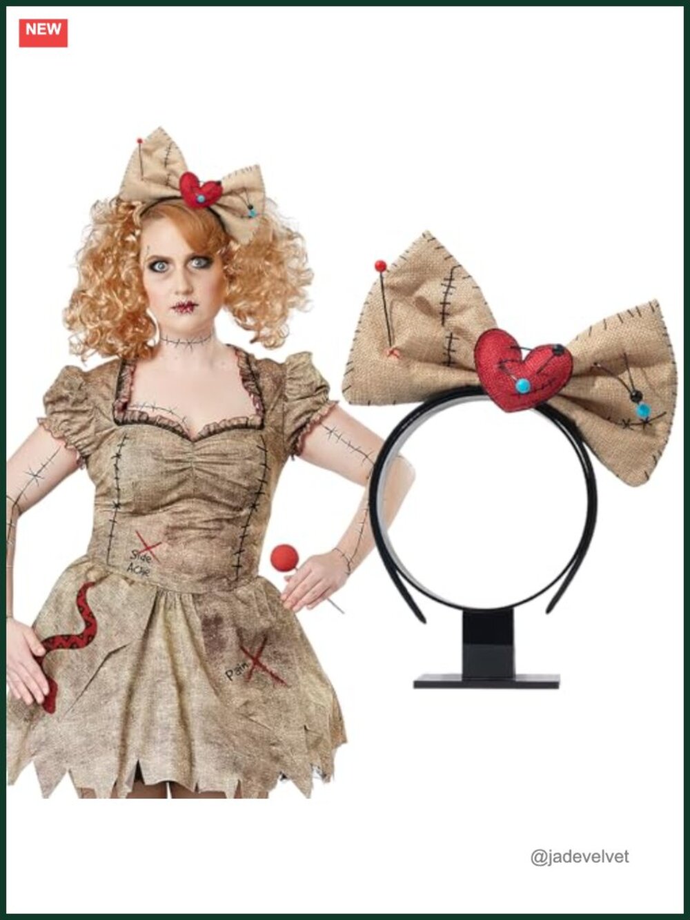 Halloween Bow Headband Creepy Doll Bowknot Broken Heart Pins Linen Hair